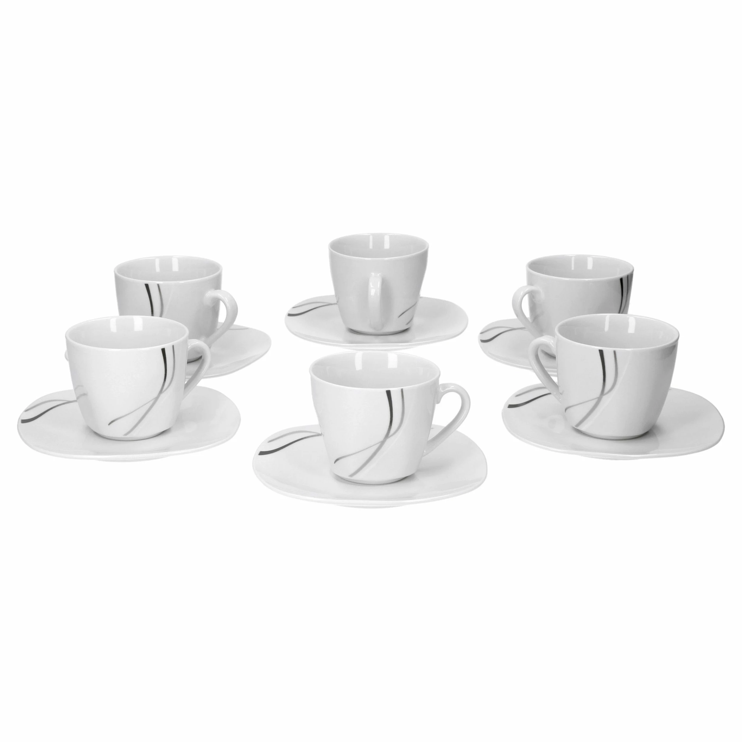 Null 6x Set Kaffeetasse 25cl Mit Untertasse 14,8cm Silver Night 3 Null 6x Set Kaffeetasse 25cl Mit Untertasse 14,8cm Silver Night