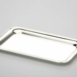 Null Tablett Rechteckig Glatt Poliert 23,5 X 15,5 Cm Versilbert Anlaufgeschützt