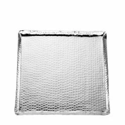 Null Tablett Quadratisch, Gehämmert, Mittel Durchmesser 40,0 Cm Aluminium Vernickelt