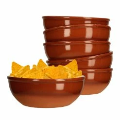 Null 6er Set Tonschale 12,5cm Braun Glasiert 350ml - 99539