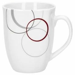 Null 6er Set Kaffeebecher Palazzo 33cl - Kaffeetasse Aus Weißem Porzellan Mit Dekor-Kreisen In Grau Und Dunkelrot -Null Shop 4f10a835 0c53 4a0b ac71 3173295d00c3 scaled