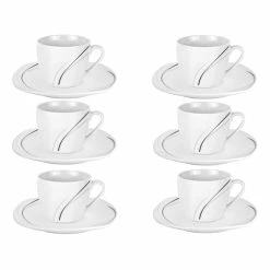 Null 6er Set Espressotasse Mit Espressountertasse Phönix Porzellan Weiß Mit Dekor