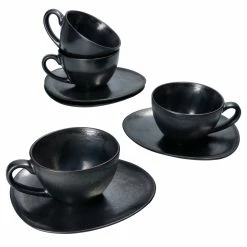 Null 4er Set Manhattan Kaffeetasse Mit Untertasse Für 4 Personen Schwarz - 24322667