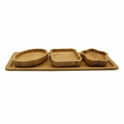 Null Schäfer Bambusbrett 43,5 X 14,5 X 4 Cm Snackschalen 4er Set St.Trapez Für Snacks, Dipps, Nüsse