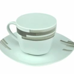 Null Kaffeetasse 20cl Und Kaffeeuntertasse 14,5cm Donna - Weißes Porzellan Mit Linien- Dekor In Schwarz, Grau Und Grün -Null Shop 6a6f3b45 80ec 4a7c 8a0e 31498174d884 scaled