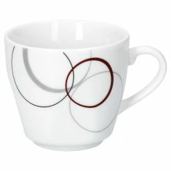 Null 6er Set Espressotasse Palazzo 11cl Mit Untertasse 12,3cm - Aus Weißem Porzellan Mit Dekor-Kreisen In Grau Und Dunkelrot -Null Shop 70856b49 5622 41a9 8ba7 9f3509629acd scaled