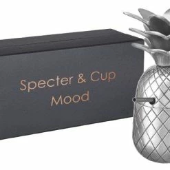 Null Mood Silber - Ananas - Cocktail Becher 300ml Mit Deckel Und Strohhalm