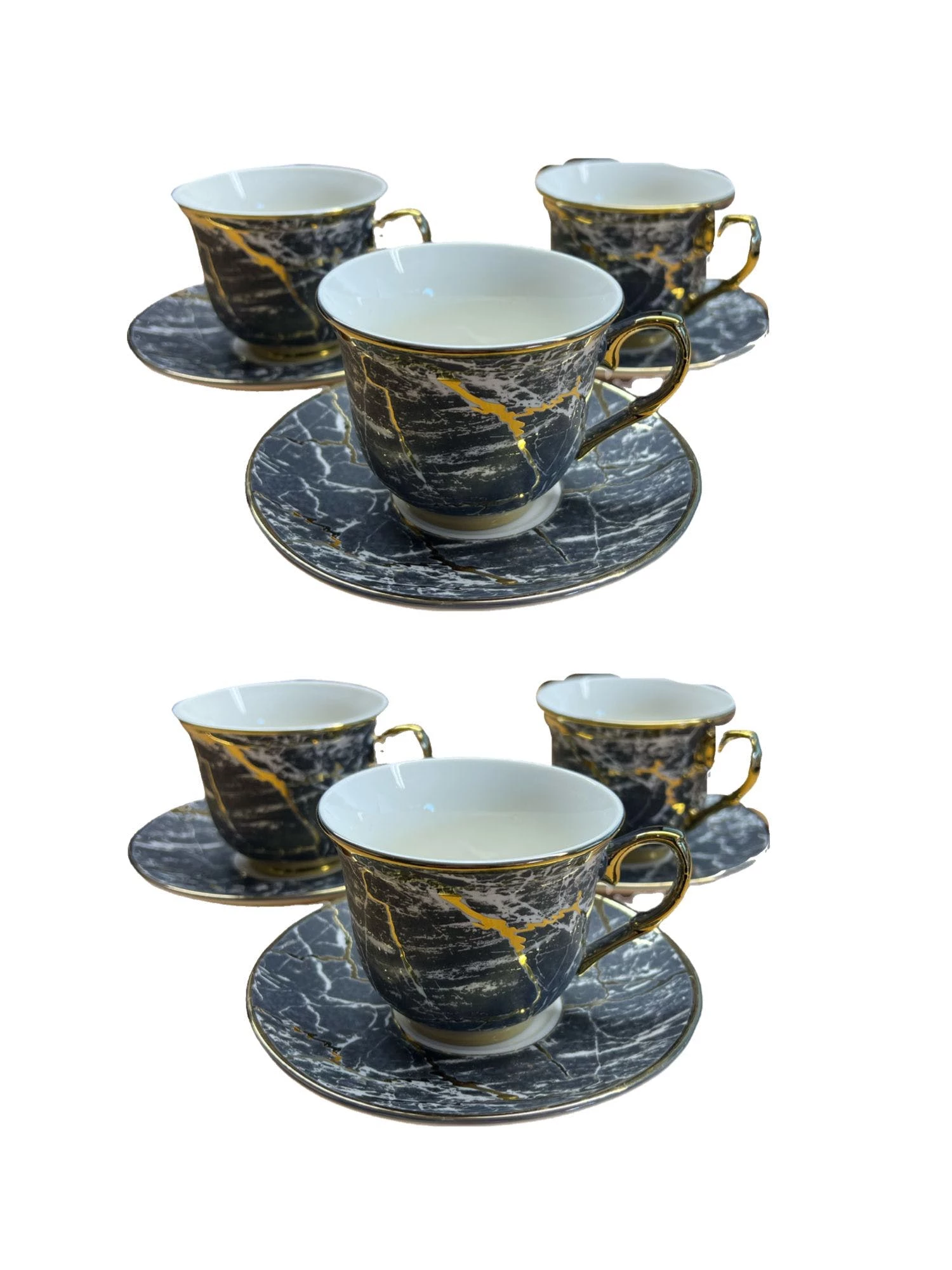 Null 12-Teiliges Kaffeeset Aus Porzellan Mit Untertassen Kaffeebecher Tasse Grau Mit Gold Umrandung Kaffeetasse 5 Null 12-Teiliges Kaffeeset Aus Porzellan Mit Untertassen Kaffeebecher Tasse Grau Mit Gold Umrandung Kaffeetasse – Bild 3