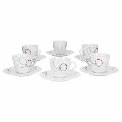 Null 6er Set Espressotasse Palazzo 11cl Mit Untertasse 12,3cm - Aus Weißem Porzellan Mit Dekor-Kreisen In Grau Und Dunkelrot -Null Shop 950c545e 21fd 47aa ab81 5bc9fd5ad606 5 scaled