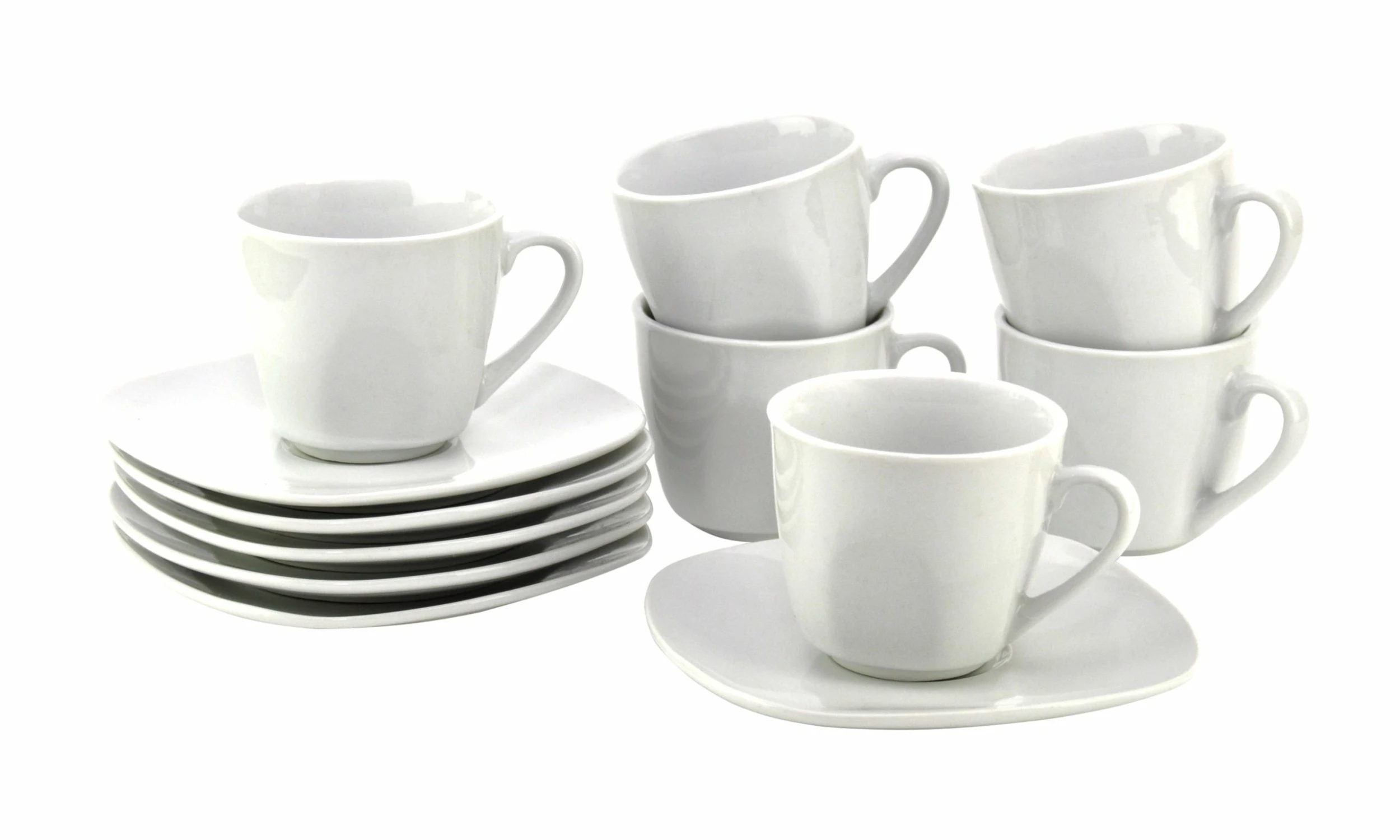 Null 6er Set Kaffeetasse 20cl Und Kaffeeuntertasse 14,5cm Palazzo - Aus Weißem Porzellan Mit Dekor-Kreisen In Grau Und Dunkelrot 7 Null 6er Set Kaffeetasse 20cl Und Kaffeeuntertasse 14,5cm Palazzo - Aus Weißem Porzellan Mit Dekor-Kreisen In Grau Und Dunkelrot – Bild 5