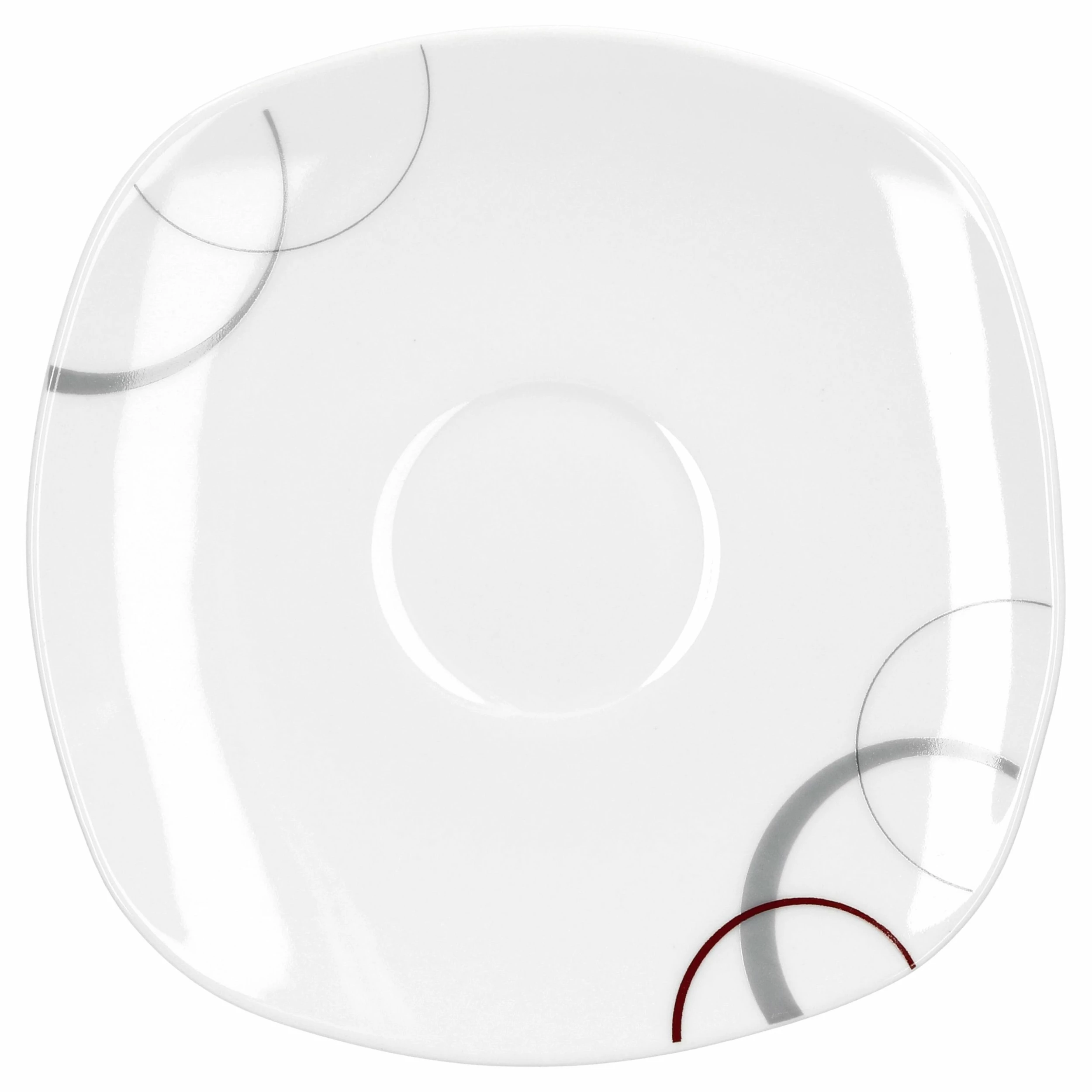 Null 6er Set Kaffeetasse 20cl Und Kaffeeuntertasse 14,5cm Palazzo - Aus Weißem Porzellan Mit Dekor-Kreisen In Grau Und Dunkelrot 8 Null 6er Set Kaffeetasse 20cl Und Kaffeeuntertasse 14,5cm Palazzo - Aus Weißem Porzellan Mit Dekor-Kreisen In Grau Und Dunkelrot – Bild 6