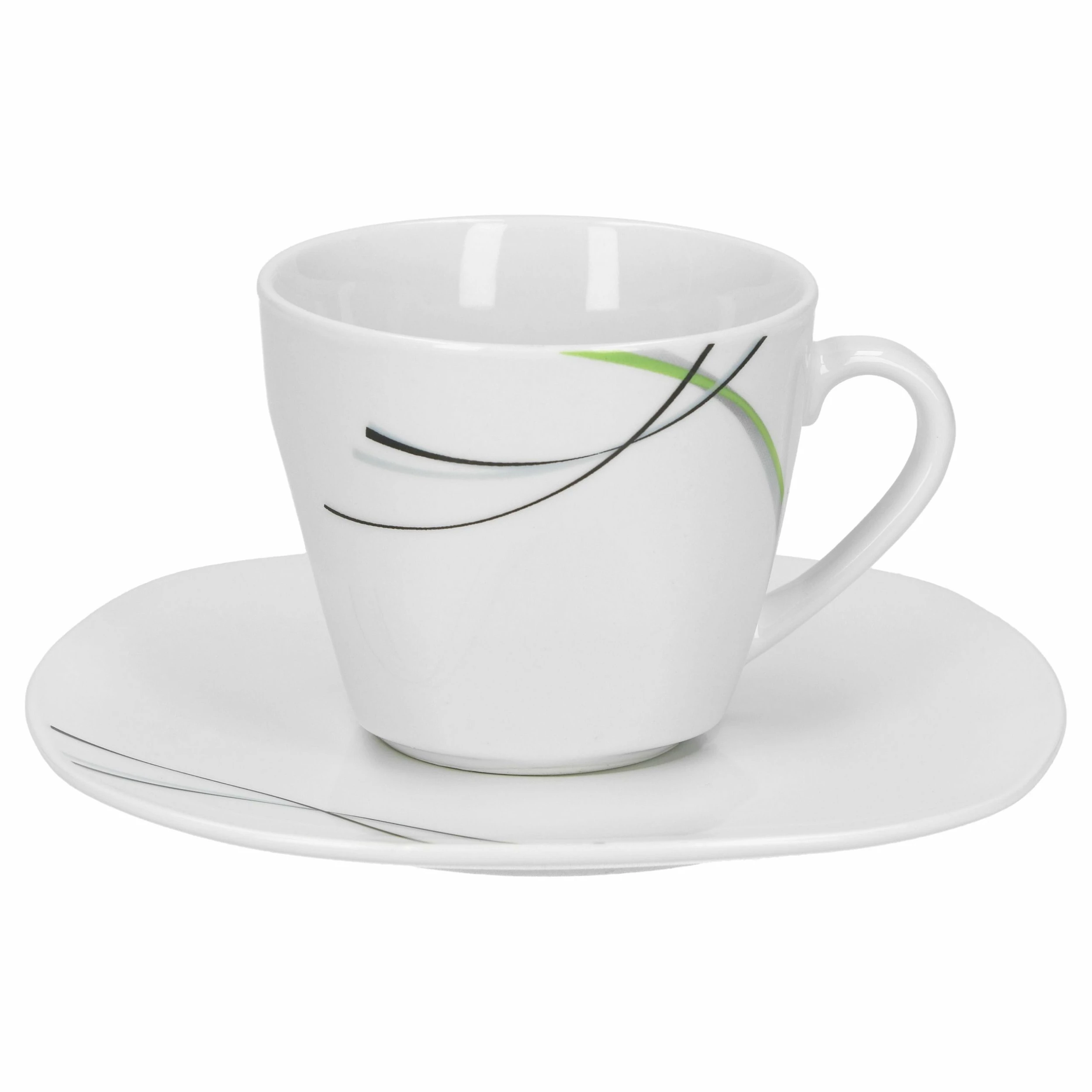 Null 6er Set Kaffeetasse 20cl Und Kaffeeuntertasse 14,5cm Palazzo - Aus Weißem Porzellan Mit Dekor-Kreisen In Grau Und Dunkelrot 5 Null 6er Set Kaffeetasse 20cl Und Kaffeeuntertasse 14,5cm Palazzo - Aus Weißem Porzellan Mit Dekor-Kreisen In Grau Und Dunkelrot – Bild 3