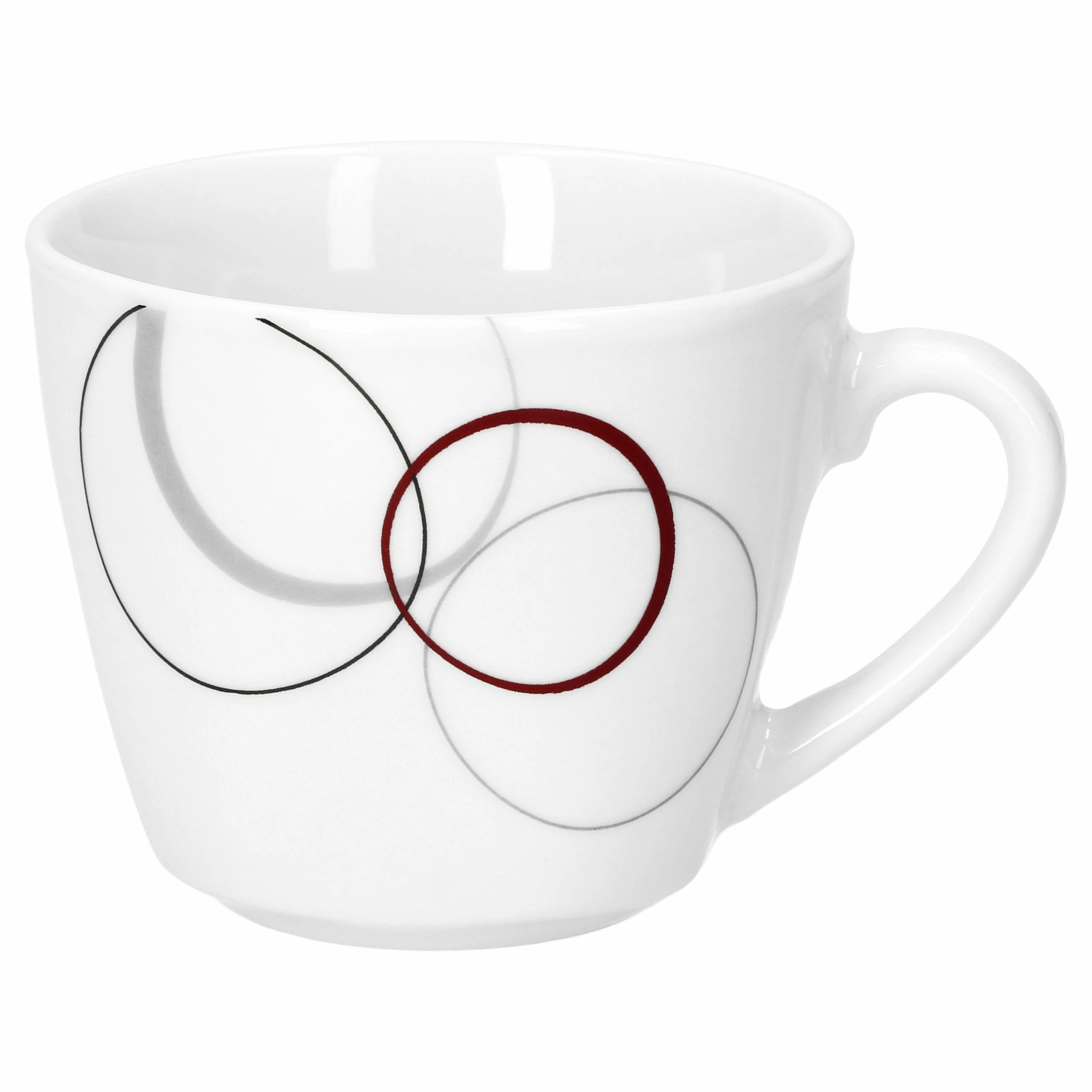 Null 6er Set Kaffeetasse 20cl Und Kaffeeuntertasse 14,5cm Palazzo - Aus Weißem Porzellan Mit Dekor-Kreisen In Grau Und Dunkelrot 9 Null 6er Set Kaffeetasse 20cl Und Kaffeeuntertasse 14,5cm Palazzo - Aus Weißem Porzellan Mit Dekor-Kreisen In Grau Und Dunkelrot – Bild 7