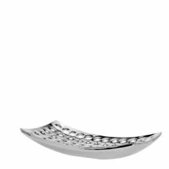 Null Edelstahl Schale Rechteckig 21,5 X 38,5 Cm, Schale In Aufwendiger Hammerschlag-Optik