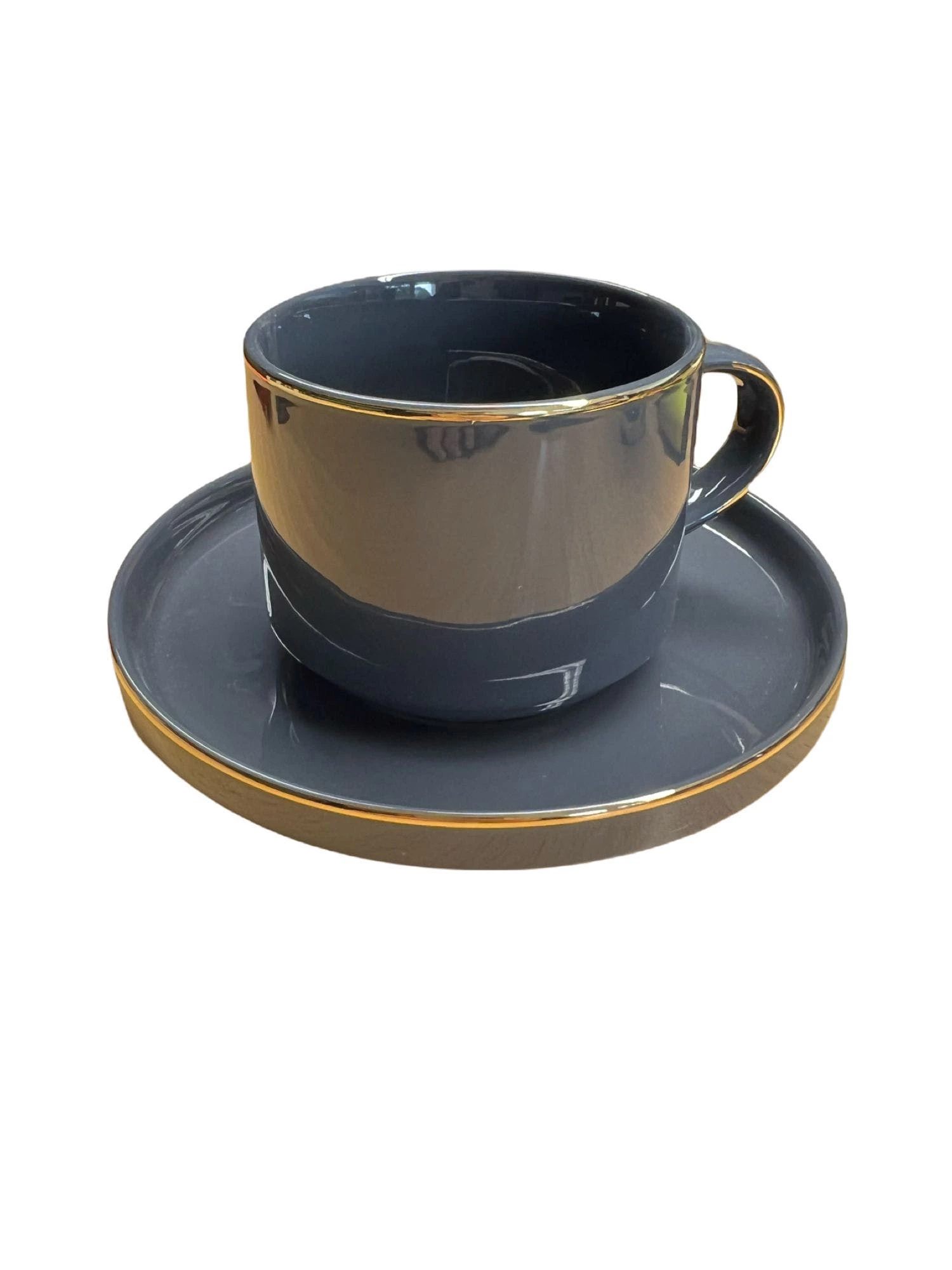 Null 12-Teiliges Kaffeeset Aus Porzellan Mit Untertassen Kaffeebecher Tasse Grau Mit Gold Umrandung Kaffeetasse 4 Null 12-Teiliges Kaffeeset Aus Porzellan Mit Untertassen Kaffeebecher Tasse Grau Mit Gold Umrandung Kaffeetasse – Bild 2