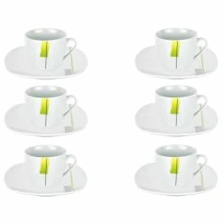 Null 6er Set Espressotasse Mit Espressountertasse Manhattan Porzellan Weiß Mit Dekor