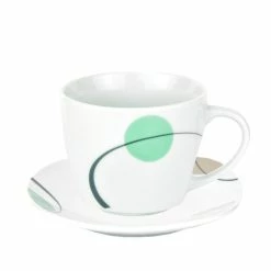 Null Espressotasse Mit Untertasse Corona Porzellan Weiß Mit Dekor